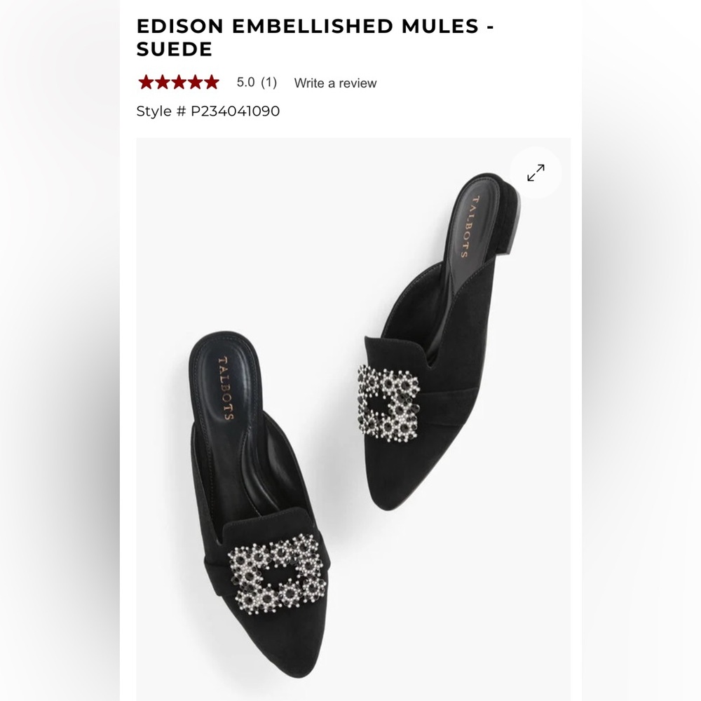 NWOT  gorgeous Talbots suede embellished mules